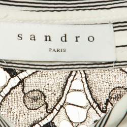 Pre Owned Sandro White Striped Cupro Midi Dress L