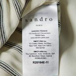 Pre Owned Sandro White Striped Cupro Midi Dress L