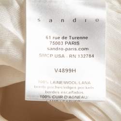 Sandro Cream Wool Double Breasted Blazer M