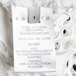 Pre Owned Sandro White Mesh Crew Neck Crop Top S