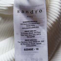 Sandro White Rib Knit Criss-Cross Detail Galina Top L