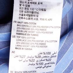 Pre Owned Sandro Blue Floral Lace and Pinstripe Cotton Playsuit M