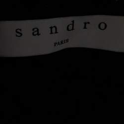 Pre Owned Sandro Blue Lace and Cotton High Neck Blouse M