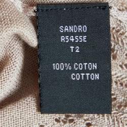 Pre Owned Sandro Beige Cotton Knit Buttoned Short Dress S