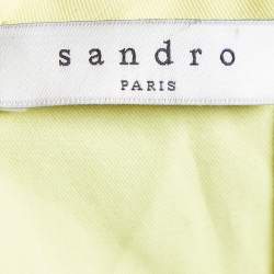 Sandro Yellow Sequin Fringe Embellished Mesh Sleeveless Top S