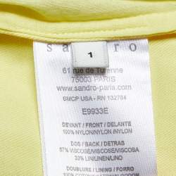 Sandro Yellow Sequin Fringe Embellished Mesh Sleeveless Top S