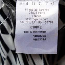 Sandro Monochrome Printed Sateen Peplum Top S