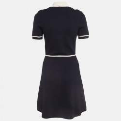 Pre Owned Sandro Navy Blue Aliette Knit Mini Dress S