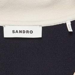 Pre Owned Sandro Navy Blue Aliette Knit Mini Dress S