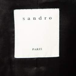 Sandro Grey Wool Blend and Fur Hooded Coat XS