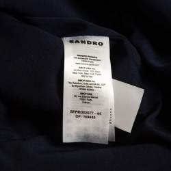 Pre Owned Sandro Navy Lace Neck Embellished Mini Dress XS