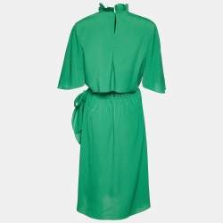 Pre Owned Sandro Green Chiffon Cut-Out Rebella Midi Dress L