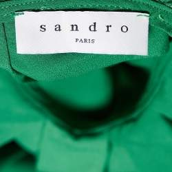 Pre Owned Sandro Green Chiffon Cut-Out Rebella Midi Dress L