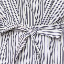 Pre Owned Sandro White/Blue Striped Cotton Lace Trim Dorothee Top L