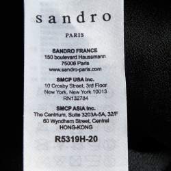 Pre Owned Sandro Black Crepe Lace Trim Shift Dress L