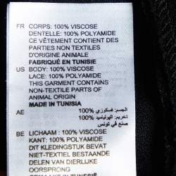 Pre Owned Sandro Black Crepe Lace Trim Shift Dress L