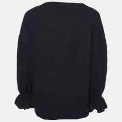 Pre Owned Sandro Black Cotton Lolipop Balloon Sleeve Top M