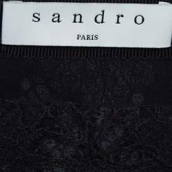 Sandro Black Lace Embroidered Midi Skirt S