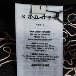 Sandro Black Lace Embroidered Midi Skirt S