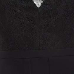 Pre Owned Sandro Black Lace And Crepe Peplum Mini Dress S