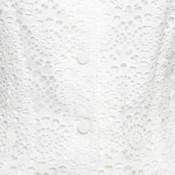 Pre Owned Sandro White Floral Lace Buttoned Front Mini Dress M