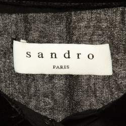 Sandro Black Velvet Lace and Crepe Mini Dress S