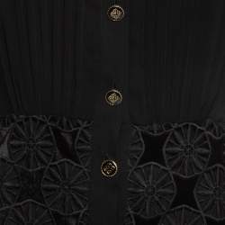 Sandro Black Velvet Lace and Crepe Mini Dress S