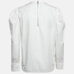 Pre Owned Sandro White Cotton Puff Sleeves Top M