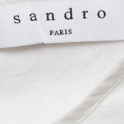 Pre Owned Sandro White Cotton Puff Sleeves Top M