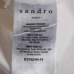 Pre Owned Sandro White Cotton Puff Sleeves Top M