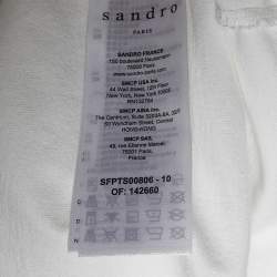 Pre Owned Sandro White Graphic Print Cotton Crew Neck T-Shirt M