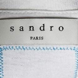 Pre Owned Sandro White Graphic Print Cotton Crew Neck T-Shirt M