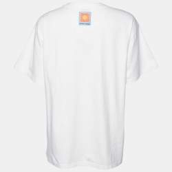 Pre Owned Sandro White Graphic Print Cotton Crew Neck T-Shirt M