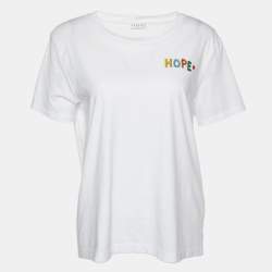 Sandro White Cotton Hope Embroidered Crew Neck T-Shirt S