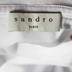 Sandro White Cotton Hope Embroidered Crew Neck T-Shirt S