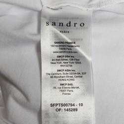 Sandro White Cotton Hope Embroidered Crew Neck T-Shirt S