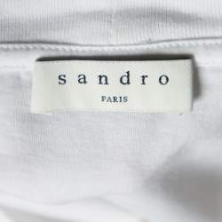 Pre Owned Sandro White Sun Print Cotton Crew Neck T-Shirt M