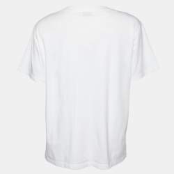 Pre Owned Sandro White Sun Print Cotton Crew Neck T-Shirt M