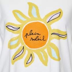Pre Owned Sandro White Sun Print Cotton Crew Neck T-Shirt M