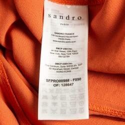 Pre Owned Sandro Orange Stretch Knit Belted Joody Mini Dress M