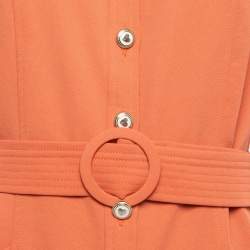 Pre Owned Sandro Orange Stretch Knit Belted Joody Mini Dress M