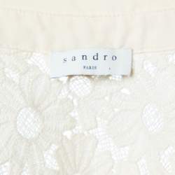 Sandro Ecru Guipure Lace Adrienne Belted Shirt Dress S