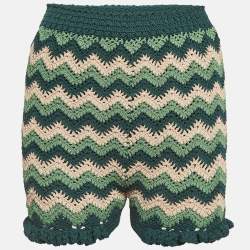 Sandro Green Chevron Patterned Knit Shorts S