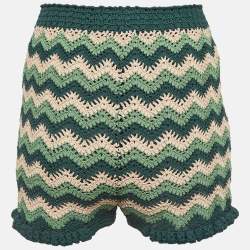 Sandro Green Chevron Patterned Knit Shorts S