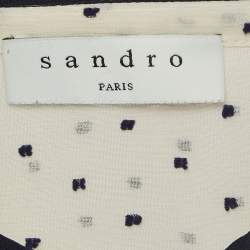 Pre Owned Sandro White Swiss Dots Chiffon Ruffled Shirt XS