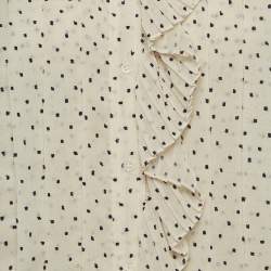 Pre Owned Sandro White Swiss Dots Chiffon Ruffled Shirt XS