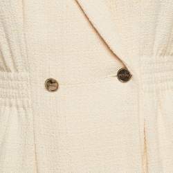 Pre Owned Sandro Beige Tweed Double Breasted Mini Dress XS