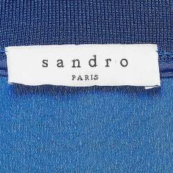 Pre Owned Sandro Blue Silk V Neck Loose Fit Top S