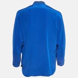 Pre Owned Sandro Blue Silk V Neck Loose Fit Top S