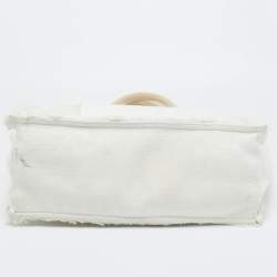 Pre Owned Sandro Off White Embroidered Canvas Shopper Tote